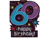 Dekoplakat  *60 Happy Birthday* mit Glitzereffekt