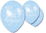 Luftballon speziell zum 1. Geburtstag in hellblau mit Teddy!