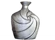 Formschöne Keramikvase Silberlinie 17x21cm