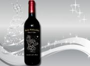 Das Weihnachtsgeschenk! Flasche Rotwein mit Gravur