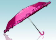 Regenschirm mit Rüschen in pink, blau oder rosa als Geschenk!