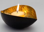 Teelichthalter aus Metall in schwarz-gold zum Geburtstag!